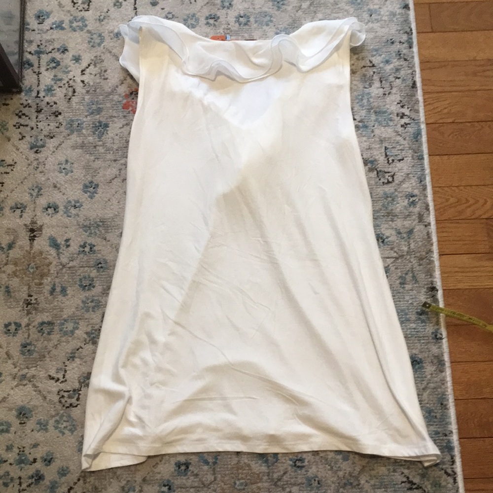 NWT Belldini Ruffle Neckline Off-white Sleeveless Tunic Top - Size Medium - Picture 8 of 10